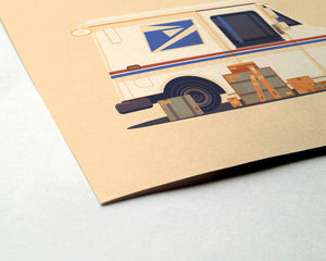 Mail Truck Illustration, Los Angeles Art Print by George Townley