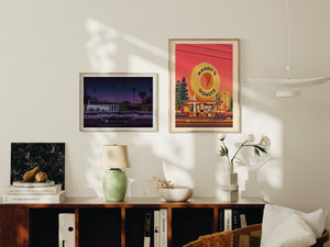 Moonlight over Las Palmas Illustration, Palm Springs Art Print by George Townley