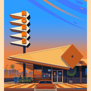 Norm’s Illustration, Los Angeles Art Print by George Townley