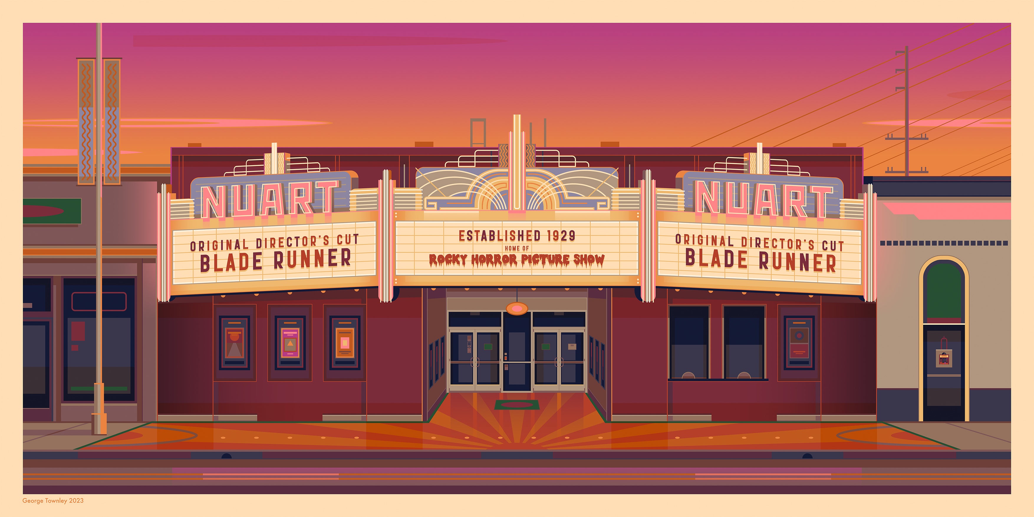 Nuart Theatre Los Angeles Art Print by George Townley
