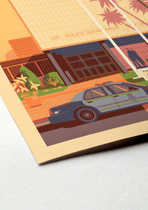 Parker Center Illustration, Los Angeles Art Print by George Townley