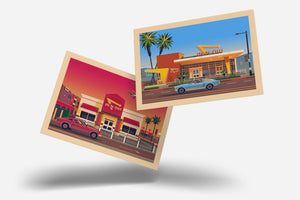 Los Angeles Postcard Set, Los Angeles Art Print by George Townley