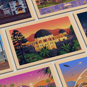 Los Angeles Postcard Set, Los Angeles Art Print by George Townley