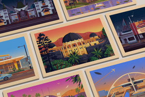 Los Angeles Postcard Set, Los Angeles Art Print by George Townley