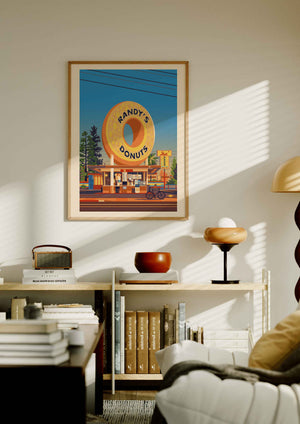 Randy's Donuts Illustration, Los Angeles Art Print by George Townley