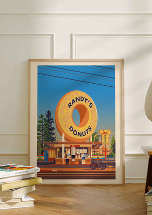 Randy's Donuts Illustration, Los Angeles Art Print by George Townley