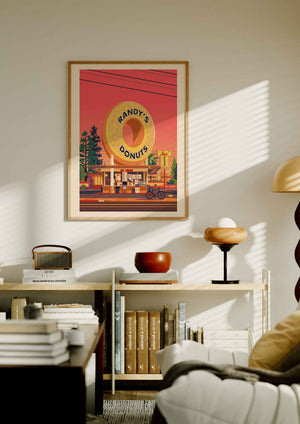 Randy's Donuts Illustration, Los Angeles Art Print by George Townley