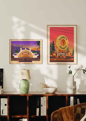 Randy's Donuts Illustration, Los Angeles Art Print by George Townley