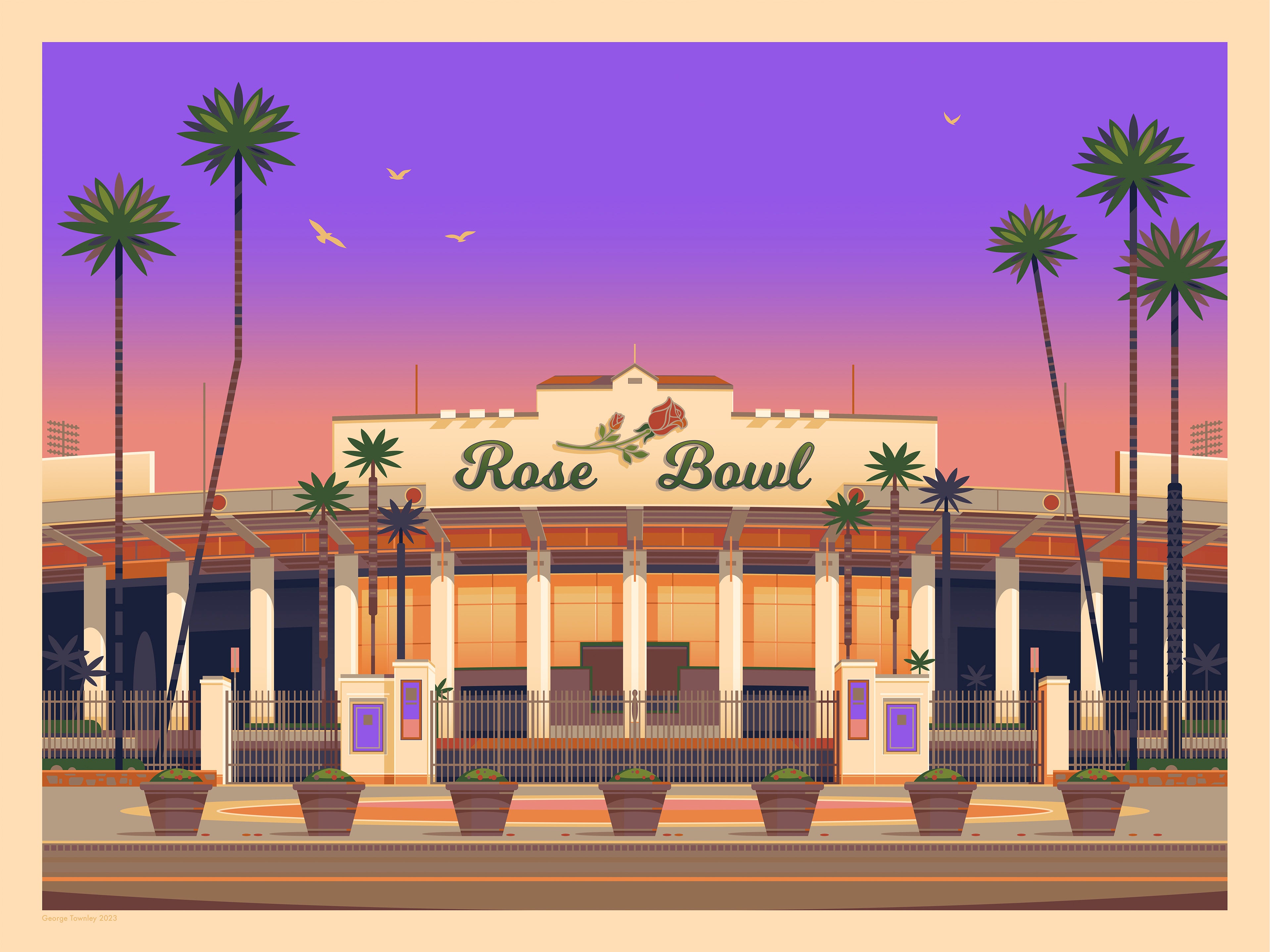 Rose Bowl Stadium Los Angeles Art Print by George Townley