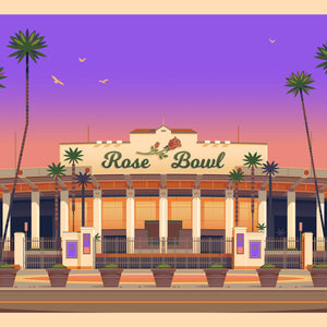 Rose Bowl Stadium Illustration, Los Angeles Art Print by George Townley