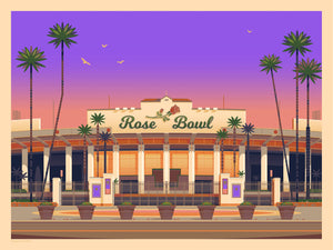 Rose Bowl Stadium Illustration, Los Angeles Art Print by George Townley