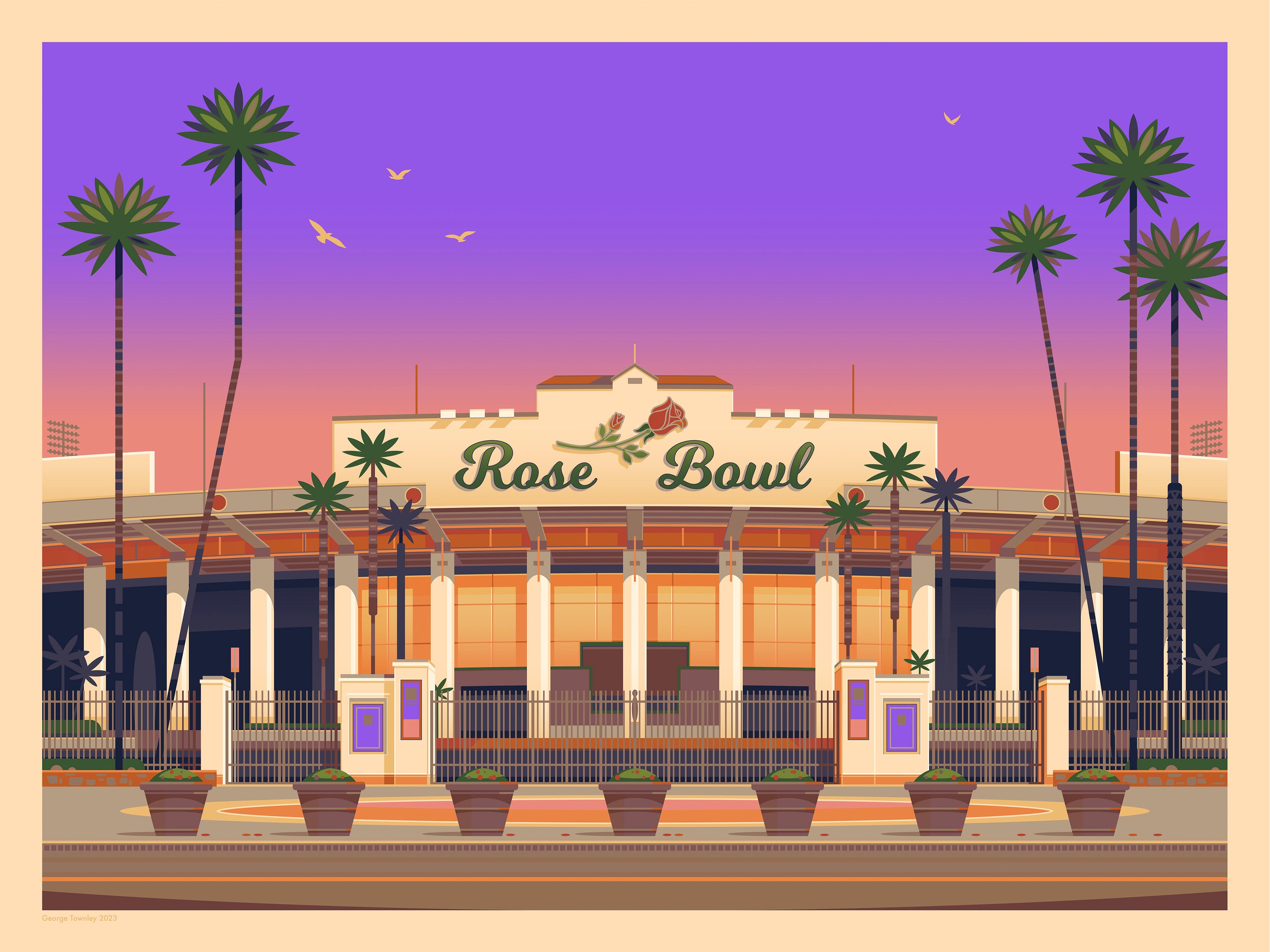 Rose Bowl Stadium Los Angeles Art Print by George Townley