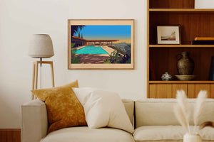 Stahl House Illustration, Los Angeles Art Print by George Townley