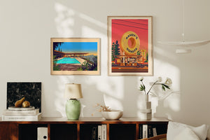 Stahl House Illustration, Los Angeles Art Print by George Townley