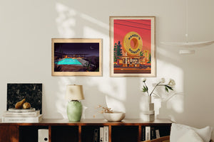 Stahl House Illustration, Los Angeles Art Print by George Townley