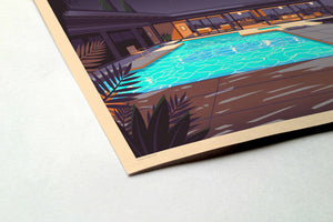 Stahl House Illustration, Los Angeles Art Print by George Townley