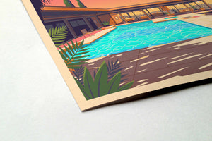 Stahl House Illustration, Los Angeles Art Print by George Townley