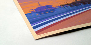 Santa Monica Pier Illustration, Los Angeles Art Print by George Townley