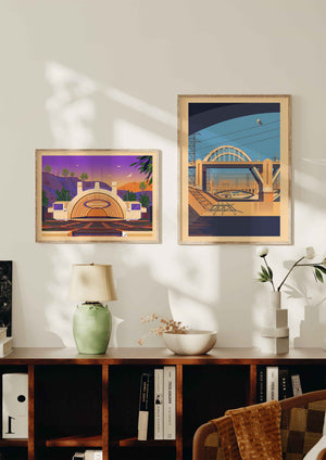 Sixth Street Bridge Illustration, Los Angeles Art Print by George Townley