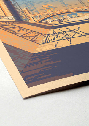 Sixth Street Bridge Illustration, Los Angeles Art Print by George Townley