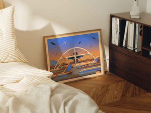 Theme Building Illustration, Los Angeles Art Print by George Townley