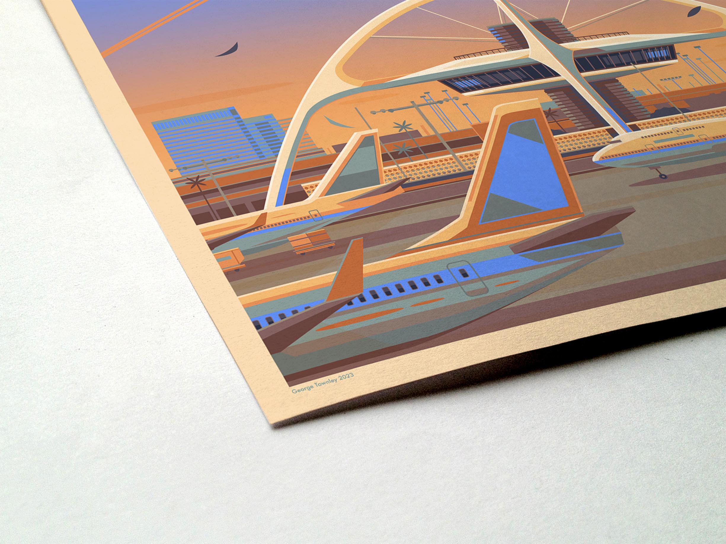 Theme Building Illustration, Los Angeles Art Print by George Townley