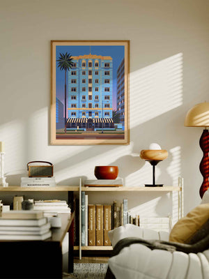 The Georgian Hotel Illustration, Los Angeles Art Print by George Townley