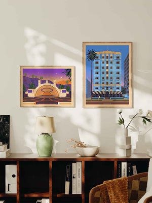 The Georgian Hotel Illustration, Los Angeles Art Print by George Townley