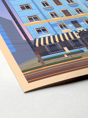 The Georgian Hotel Illustration, Los Angeles Art Print by George Townley