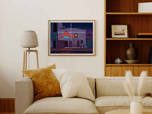 The Lighthouse Cafe Illustration, Los Angeles Art Print by George Townley