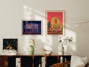 The Lighthouse Cafe Illustration, Los Angeles Art Print by George Townley