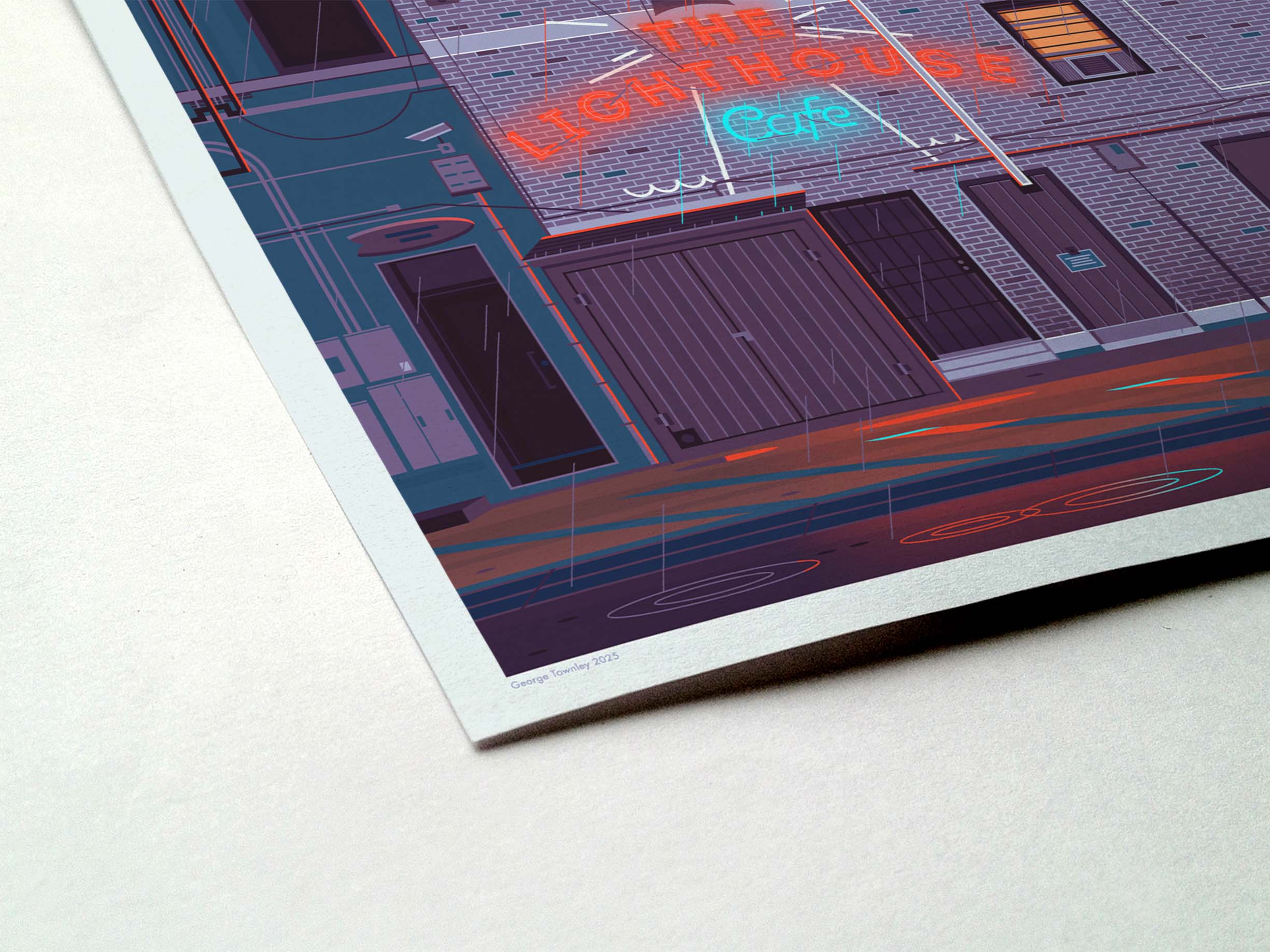 The Lighthouse Cafe Illustration, Los Angeles Art Print by George Townley