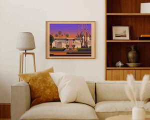 That Pink Door Illustration, Palm Springs Art Print by George Townley