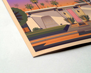 That Pink Door Illustration, Palm Springs Art Print by George Townley