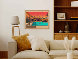 Twin Palms Estate Illustration, Palm Springs Art Print by George Townley
