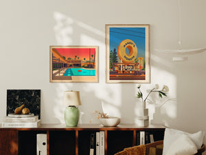 Twin Palms Estate Illustration, Palm Springs Art Print by George Townley