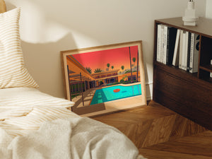 Twin Palms Estate Illustration, Palm Springs Art Print by George Townley