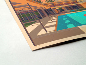 Twin Palms Estate Illustration, Palm Springs Art Print by George Townley