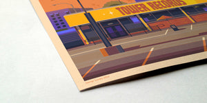 Tower Records Illustration, Los Angeles Art Print by George Townley