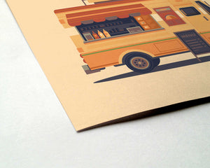 Taco Truck Illustration, Los Angeles Art Print by George Townley