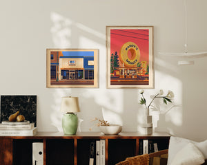 Echo Park Time Travel Mart Illustration, Los Angeles Art Print by George Townley