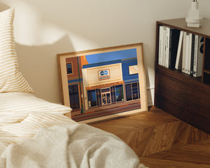 Echo Park Time Travel Mart Illustration, Los Angeles Art Print by George Townley