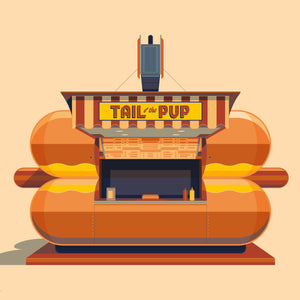 Tail o' the Pup Illustration, Los Angeles Art Print by George Townley