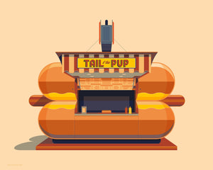 Tail o' the Pup Illustration, Los Angeles Art Print by George Townley