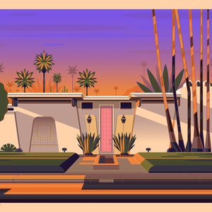 That Pink Door Illustration, Palm Springs Art Print by George Townley