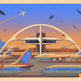 Theme Building Illustration, Los Angeles Art Print by George Townley