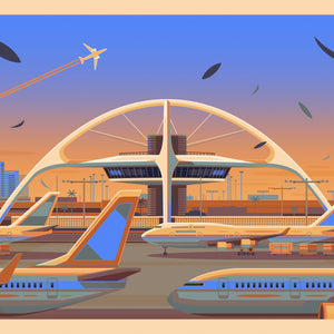 Theme Building Illustration, Los Angeles Art Print by George Townley