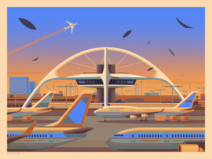 Theme Building Illustration, Los Angeles Art Print by George Townley