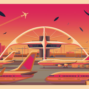 Theme Building Illustration, Los Angeles Art Print by George Townley