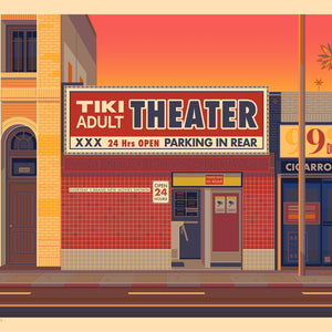 Tiki Adult Theater Illustration, Los Angeles Art Print by George Townley